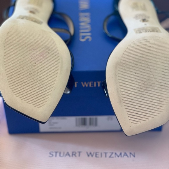 NEW Stuart Weitzman Blk PATENT Leather Sexy Sandals- Ellsie 100 Size 8 - Picture 4 of 11